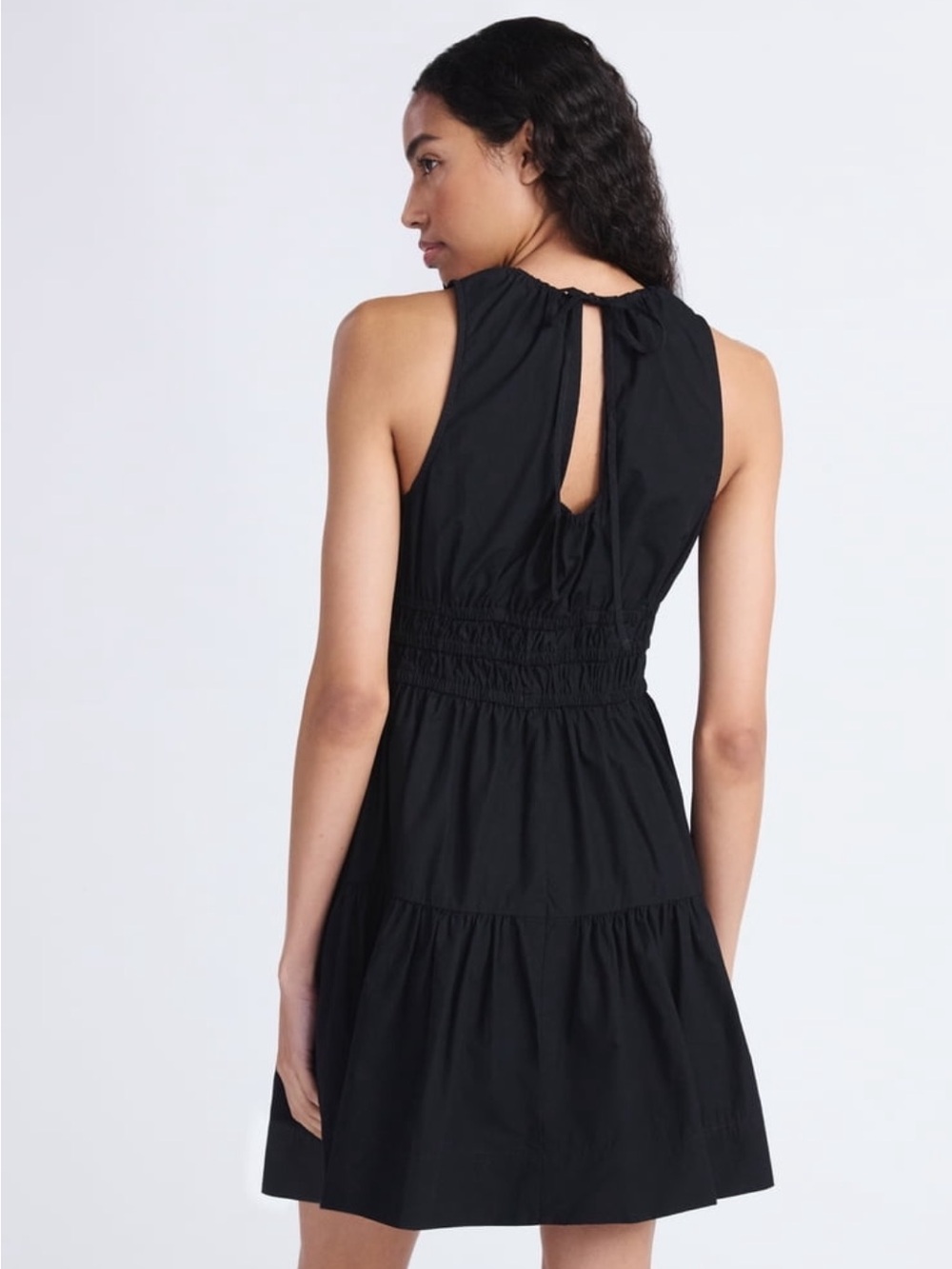 Free Assembly Black Smocked Cotton Mini Dress with Pockets NWOT Size S 4-6 - Picture 3 of 11